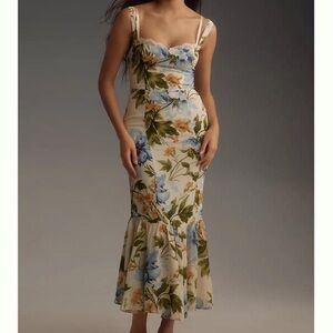 NWT Reformation Irisa Sweetheart Floral Midi Dress Size 2 Botanist